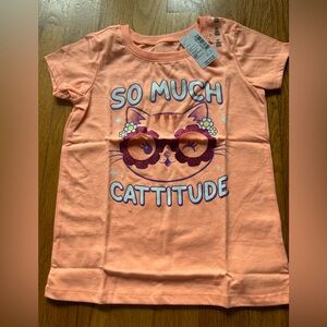 The Children's Place Peach Cat Attitude Tee